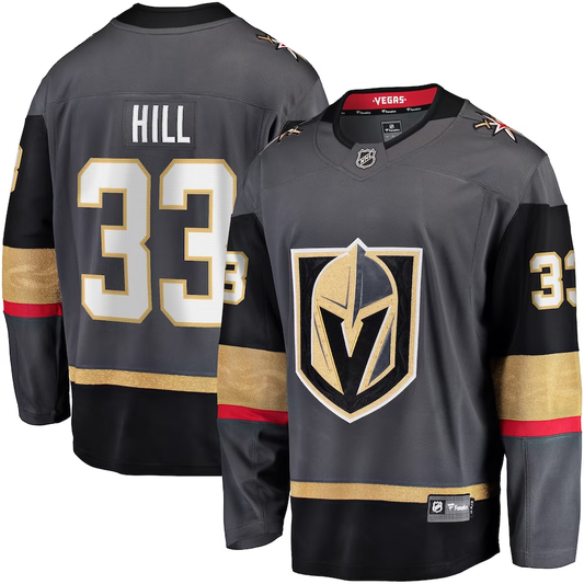 Men's Vegas Golden Knights Adin Hill #33 Gray Alternate Breakaway Jersey