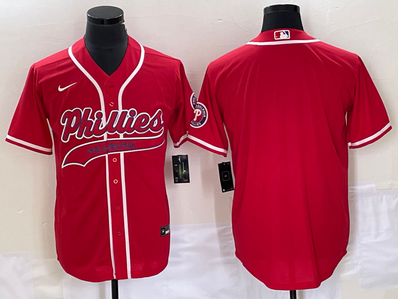 Men's Philadelphia Phillies Red Replica Blank Jersey Joint Edition