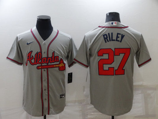 Men's Atlanta Braves Austin Riley #27 Gray Replica Player Jersey