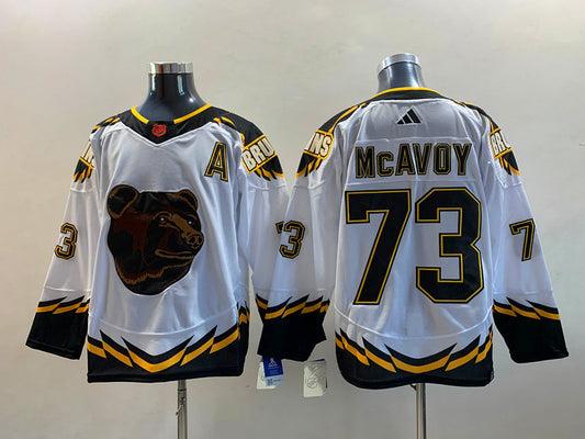 Men's Boston Bruins Charlie McAvoy #73 White Replica Player Jersey