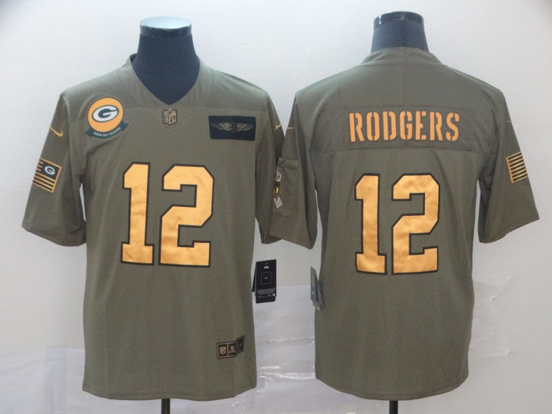 Men's Green Bay Packers Aaron Rodgers #12 Brown Alternate Game Jersey