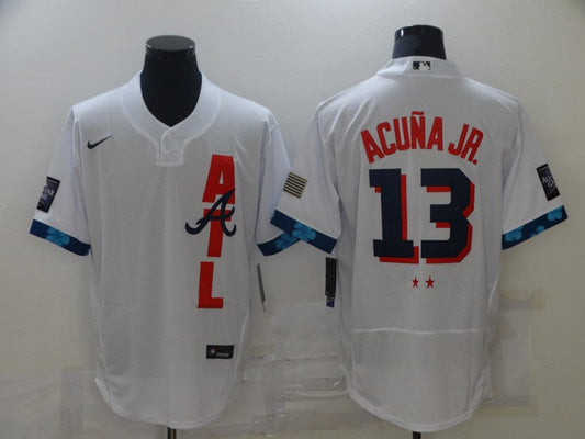 Men's Atlanta Braves Ronald Acuna Jr. #13 White ALL STAR Replica Jersey