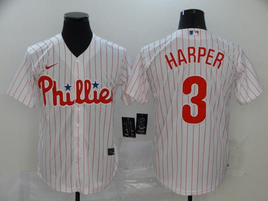 Men's Philadelphia Phillies #3 Bryce Harper Majestic Pinstripe Jersey