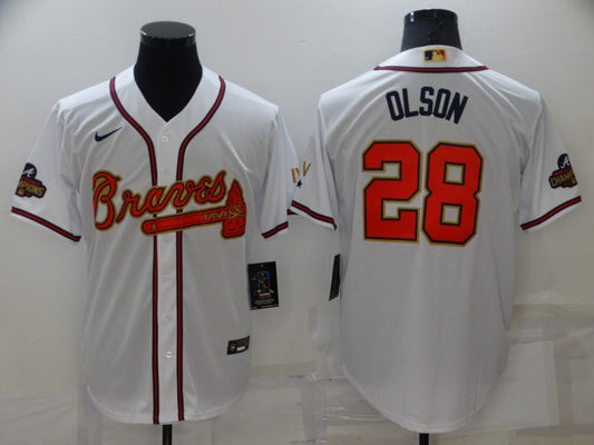 Men's Atlanta Braves Matt Olson #28 White Replica Player Jersey