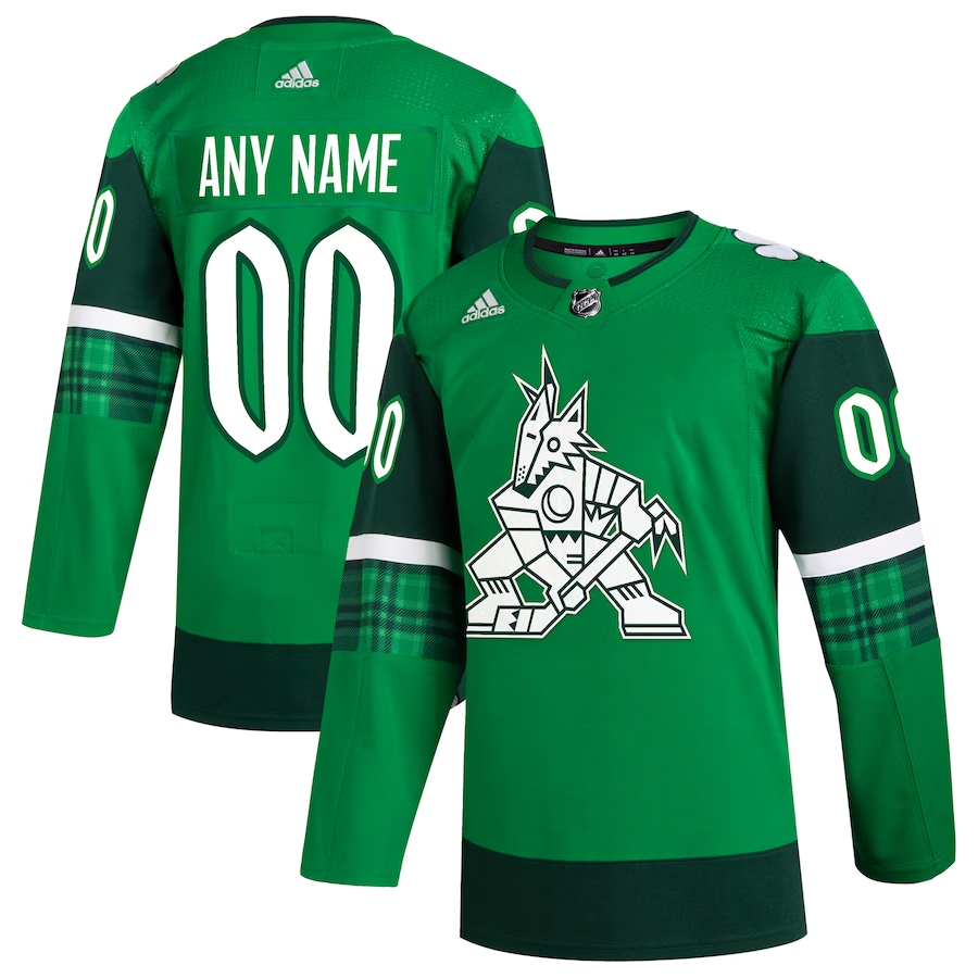 Men's Arizona Coyotes Kelly Green St. Patrick's Day Authentic Custom Jersey