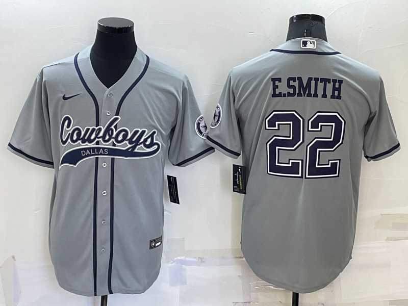 Men's Dallas Cowboys Emmitt Smith #22 Gray Game Jersey Joint Edition