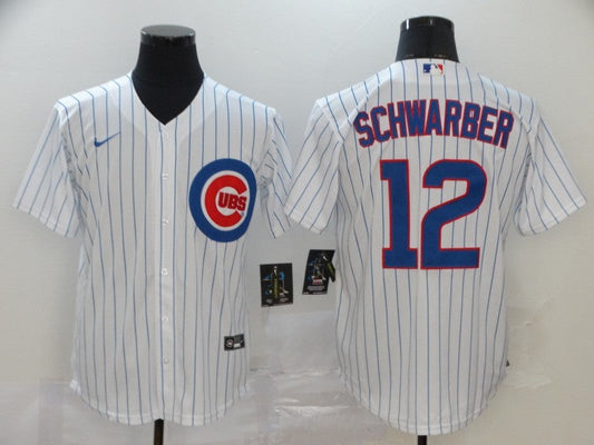 Men's Chicago Cubs Kyle Schwarber #12 White Replica Baseball Jersey