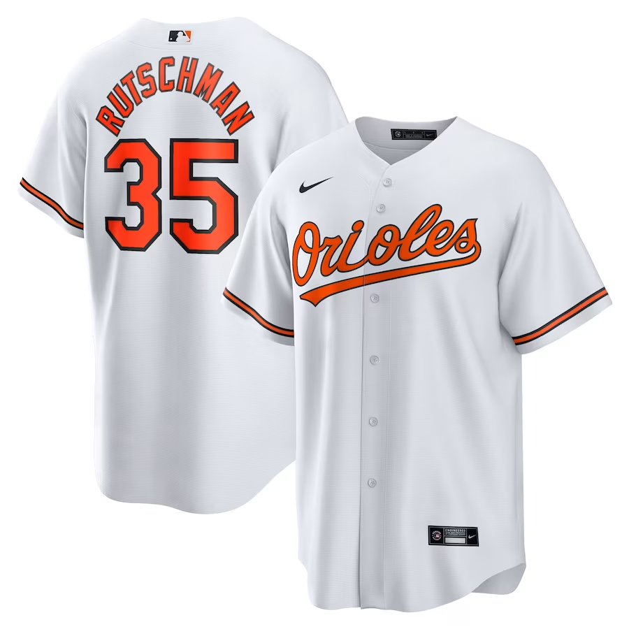 Men's Baltimore Orioles Adley Rutschman #35 White Replica Player Jersey