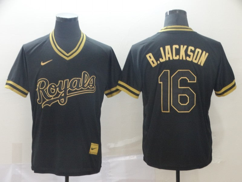 Men's Kansas City Royals Bo Jackson #16 Black Replica Baseball Jersey