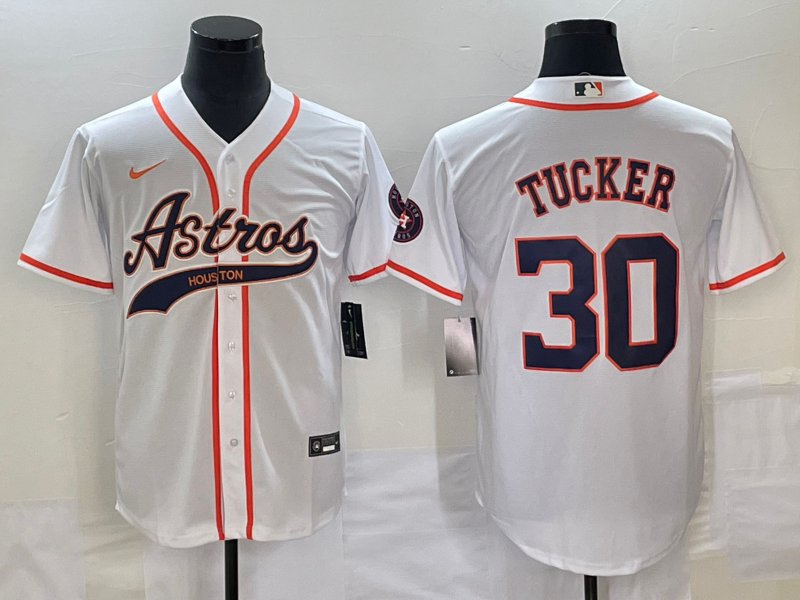 Men's Houston Astros Kyle Tucker #30 White Replica Jersey Joint Edition