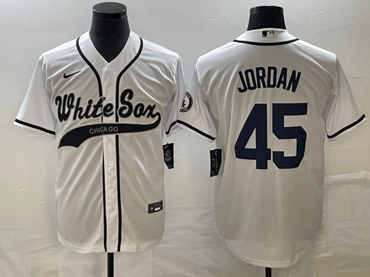 Men's Chicago White Sox Michael Jordan #45 White Replica Player Jersey Joint Edition