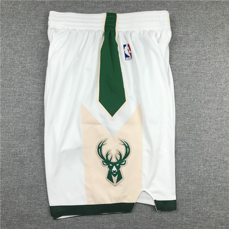 Men's Milwaukee Bucks White Basketball Shorts