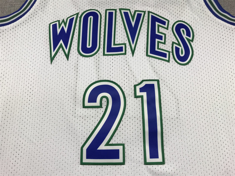 Men's Minnesota Timberwolves Kevin Garnett #21 White Hardwood Classics Swingman Jersey