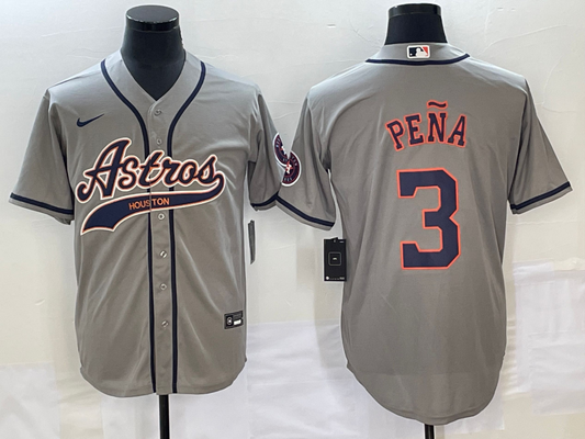 Men's Houston Astros Jeremy Pena #3 Gray Replica Jersey Joint Edition