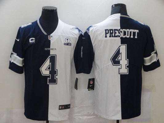 Men's Dallas Cowboys Dak Prescott #4 Navy/White Game Jersey