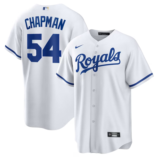 Men's Kansas City Royals Aroldis Chapman #54 White Home Replica Player Jersey