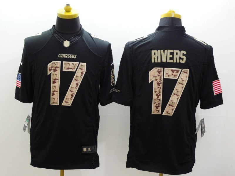 Men's Los Angeles Chargers Philip Rivers #17 Black Game Jersey