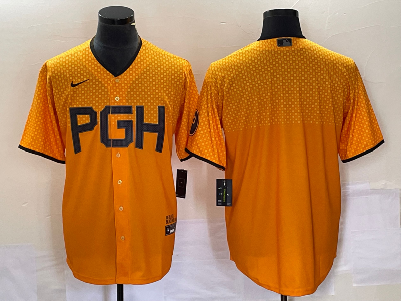 Men's Pittsburgh Pirates Gold 2023 City Connect Replica Blank Jersey