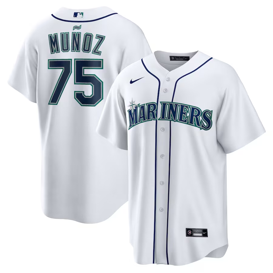 Men's Seattle Mariners Andres Munoz #75 White Home Replica Player Jersey