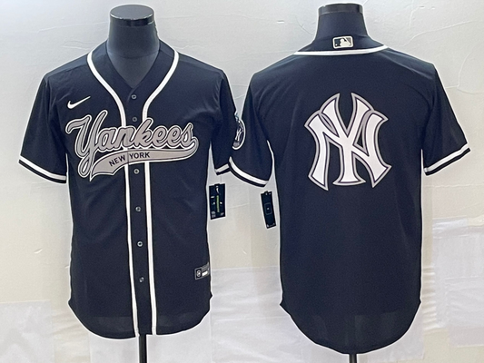 Men's New York Yankees Black Replica Player Jersey Joint Edition