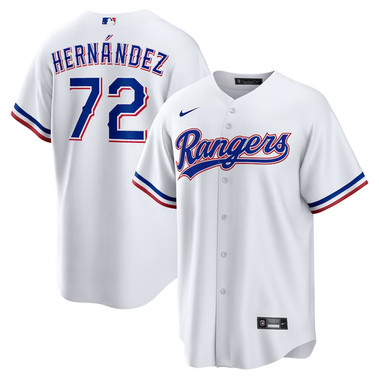 Men's Texas Rangers Jonathan Hernandez #72 White Home Replica Player Jersey