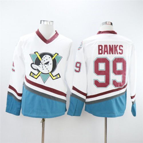 Men's Anaheim Ducks Adam Banks #99 White Breakaway Player Jersey