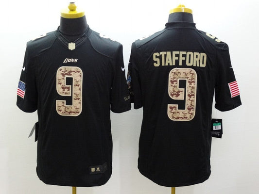 Men's Detroit Lions #9 Matthew Stafford Black Game Jersey