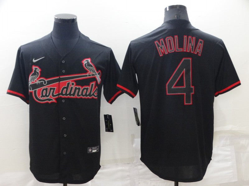 Men's St. Louis Cardinals Yadier Molina #4 Black Replica Baseball Jersey