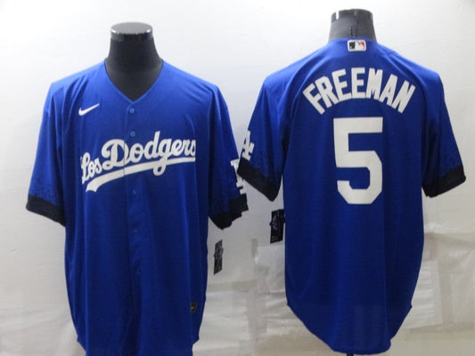 Men's Los Angeles Dodgers Freddie Freeman #5 Blue Stitched Jersey