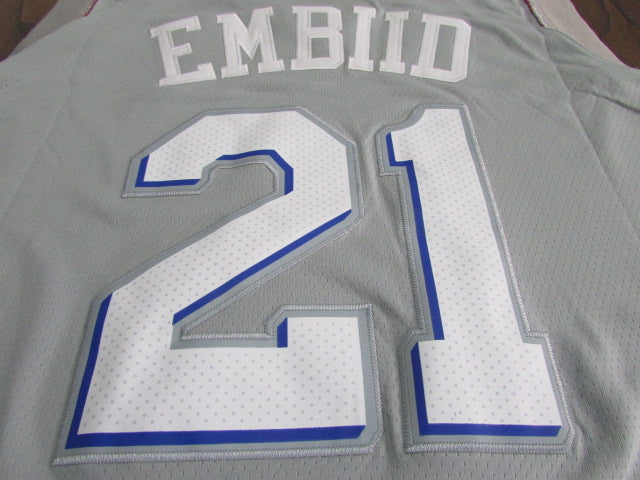 Men's Philadelphia 76ers Joel Embiid #21 NBA Gray Replica Jersey