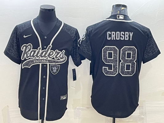 Men's Las Vegas Raiders Maxx Crosby #98 Black RFLCTV Limited Jersey Joint Edition