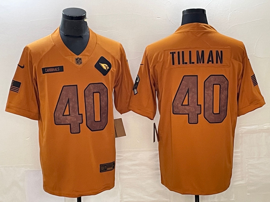 Men's Arizona Cardinals Pat Tillman #40 Brown 2023 Salute To Service Retired Player Limited Jersey