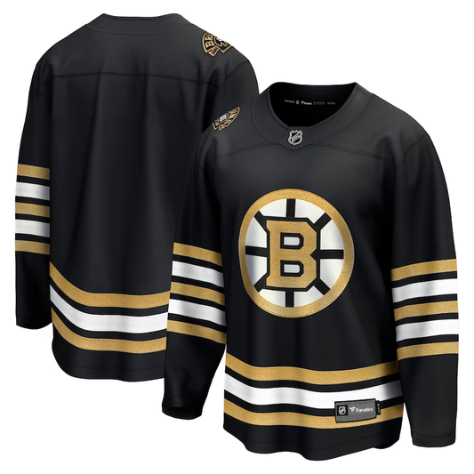 Men's Boston Bruins Black 100th Anniversary Primegreen Authentic Blank Jersey