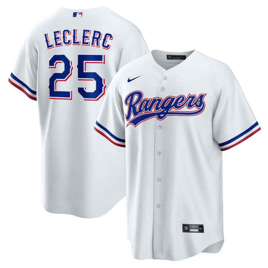 Men's Texas Rangers Jose Leclerc #25 White Home Replica Player Jersey