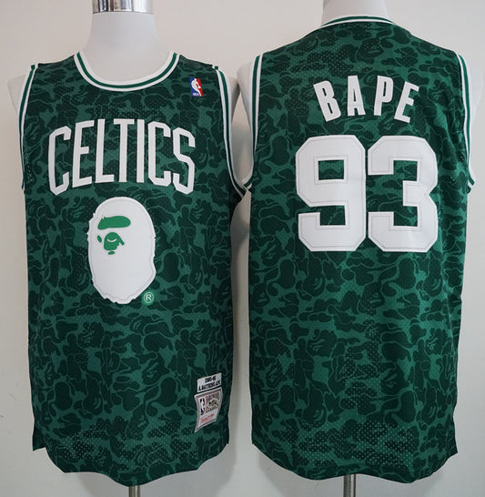 Men's Boston Celtics Bape?x Mitchell #93 NBA Green Player Jersey