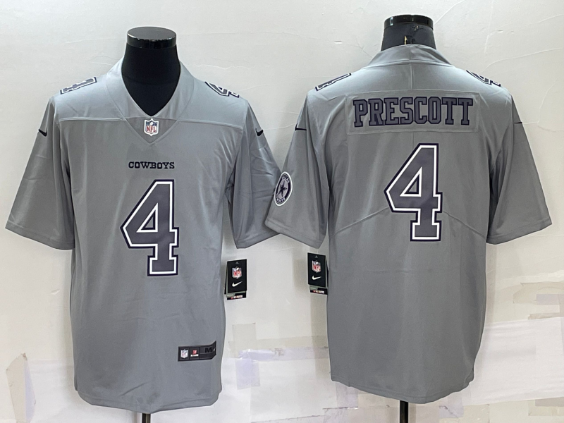 Men's Dallas Cowboys Dak Prescott #4 Gray Atmosphere Fashion Game Jersey