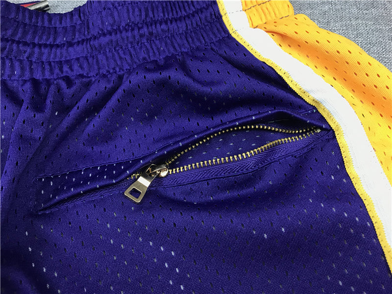 Men's Los Angeles Lakers/Boston Celtics Purple/Green Splicing Basketball Shorts