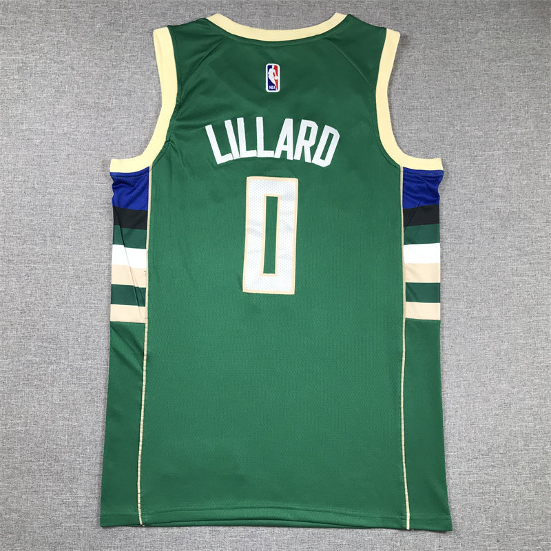 Men's Milwaukee Bucks Damian Lillard #0 Hunter Green Fast Break Player Jersey - Icon Edition