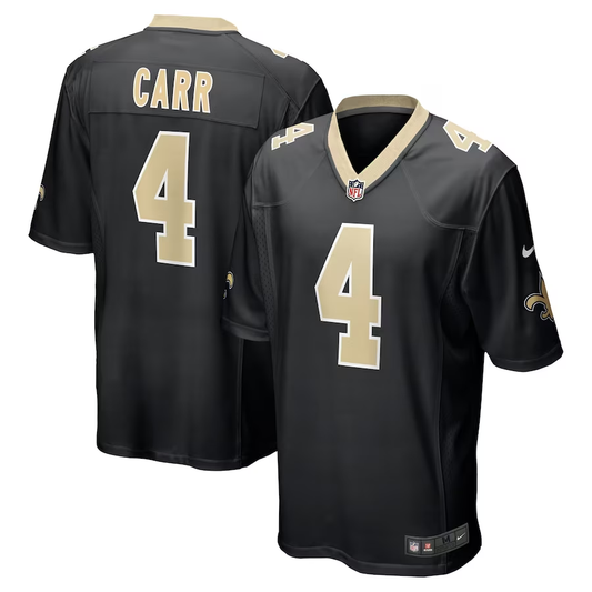 Men's New Orleans Saints Derek Carr #4 Black Game Jersey