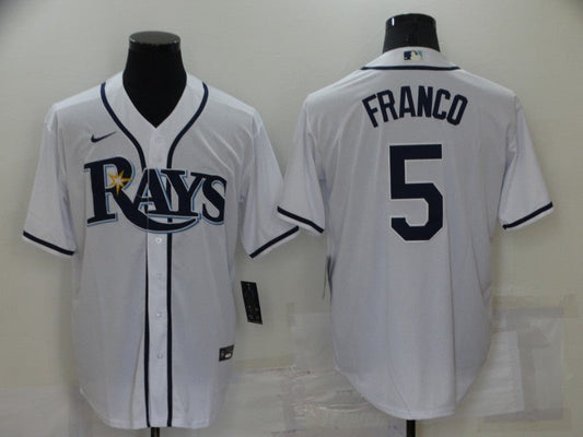 Men's Tampa Bay Rays Wander Franco #5 White Replica Baseball Jersey