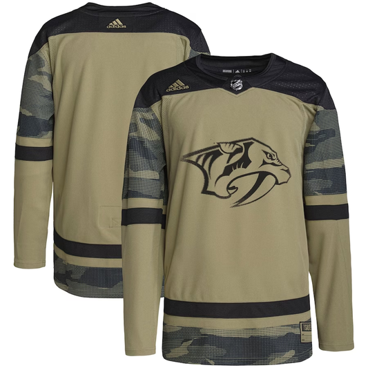 Men's Nashville Predators Camo Military Appreciation Team Authentic Practice Blank Jersey