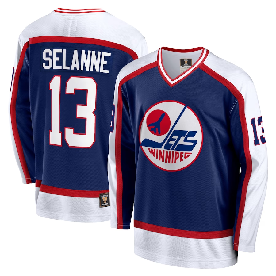 Men's Winnipeg Jets Teemu Selanne #13 Blue Player Game Jersey