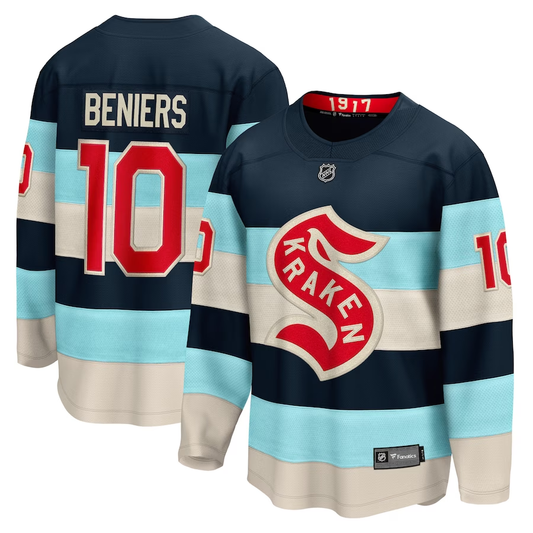 Men's Seattle Kraken Matty Beniers #10 Deep Sea Blue 2024 NHL Winter Classic Breakaway Player Jersey