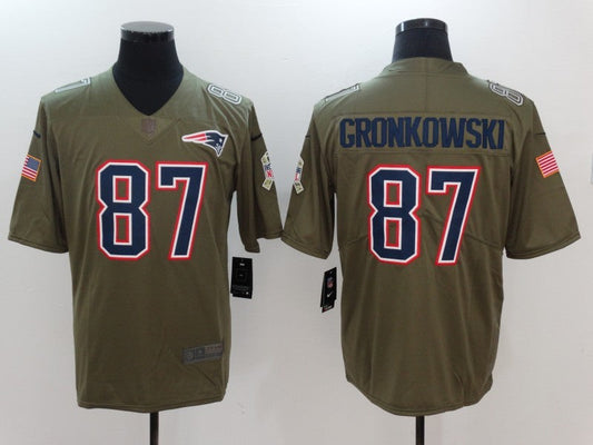 Men's New England Patriots Rob Gronkowski #87 Brown Game Jersey