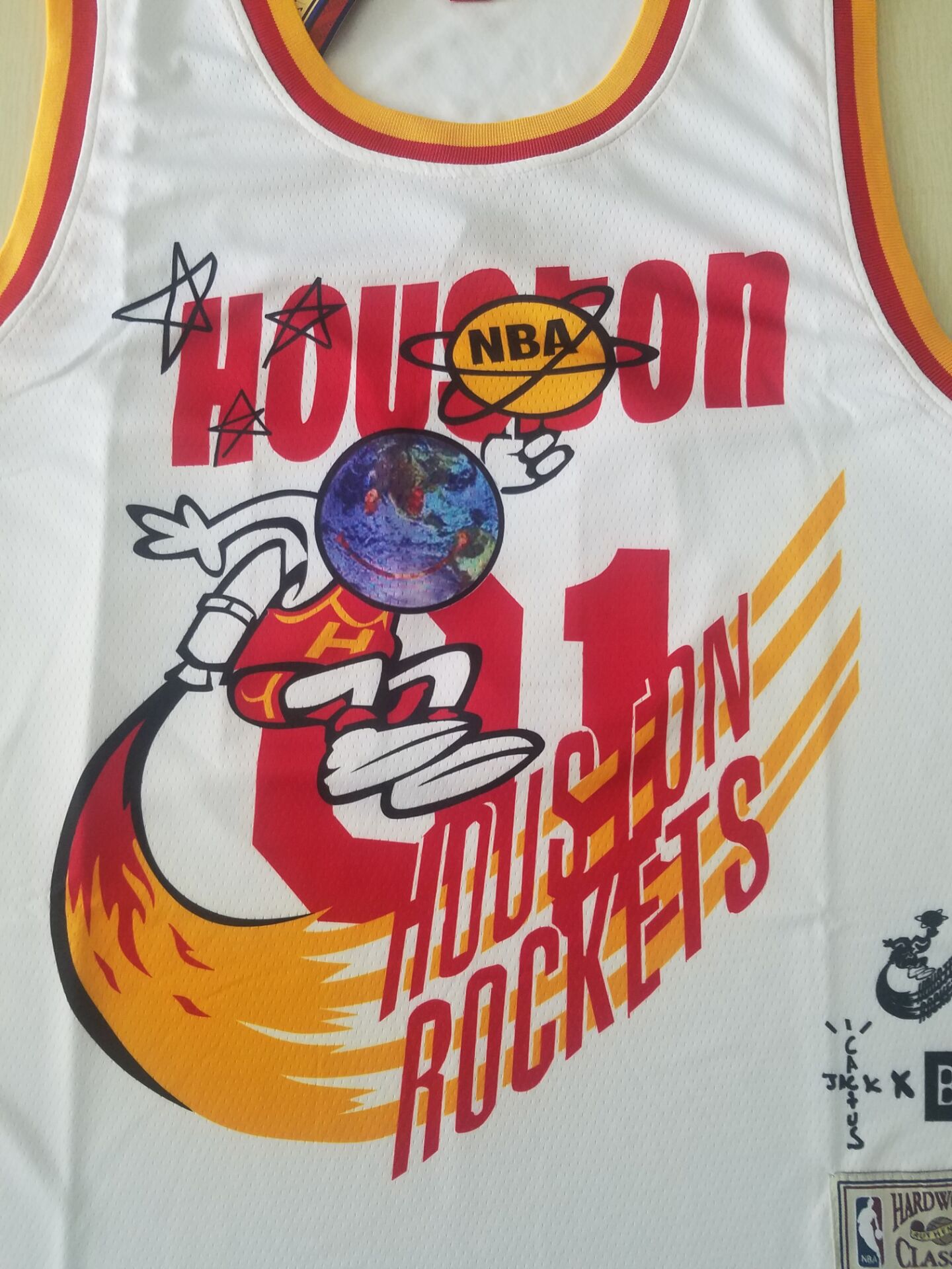 Men's Houston Rockets #01 NBA White Classics Jersey - Joint Edition