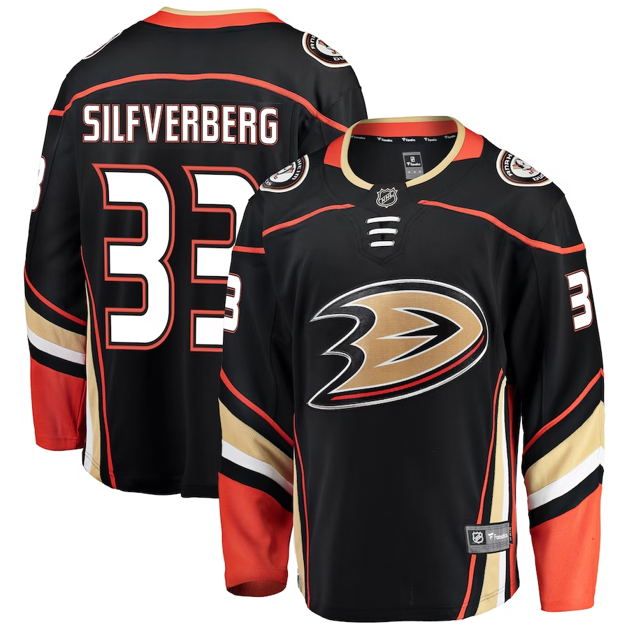 Men's Anaheim Ducks Jakob Silfverberg #33 Black Breakaway Player Jersey