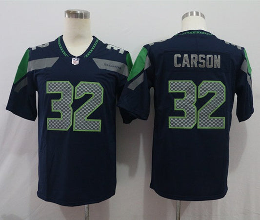 Men's Seattle Seahawks Chris Carson #32 Navy Game Jersey