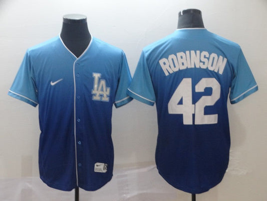 Men's Los Angeles Dodgers Jackie Robinson #42 Blue Stitched Baseball Jersey