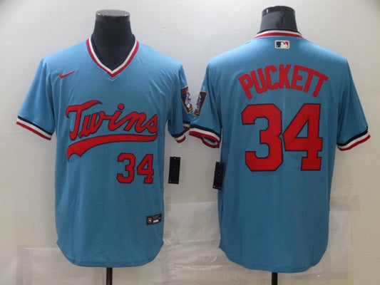 Men's Minnesota Twins Kirby Puckett #34 Blue Replica Player Jersey