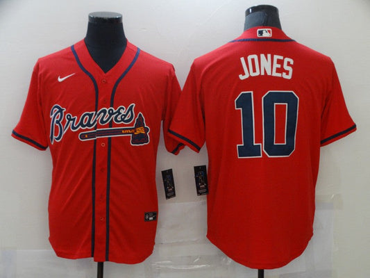 Men's Atlanta Braves Chipper Jones #10 Red Replica Player Jersey